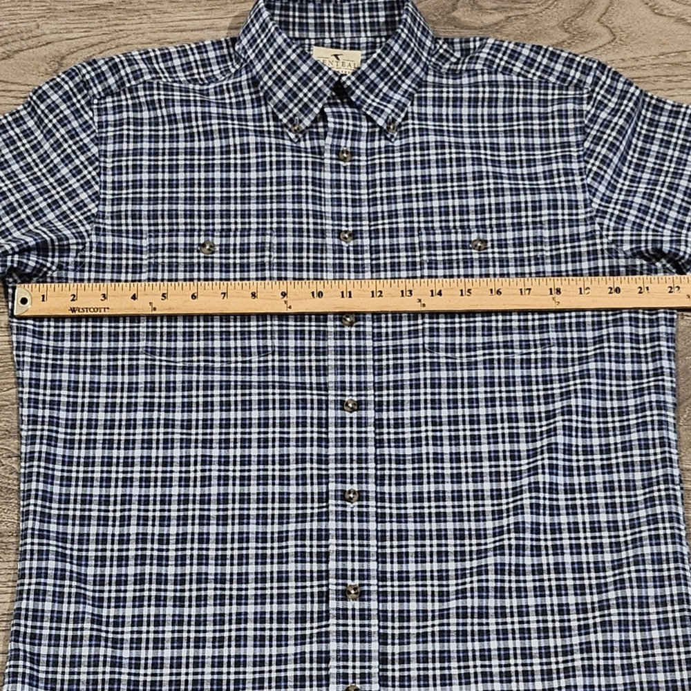 GENTEAL Performance Button-Up Plaid Shirt - Blue & Grey - Size Medium - Picture 7 of 8